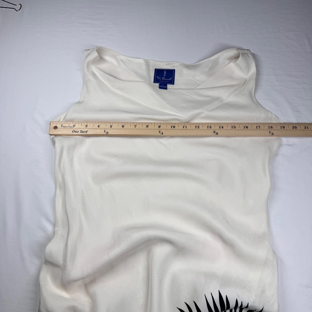 Tori Richard Hawaiian 100% Silk Midi Dress Sz 8 Cream Seahorse Palm Vacation Y2K - Picture 6 of 12